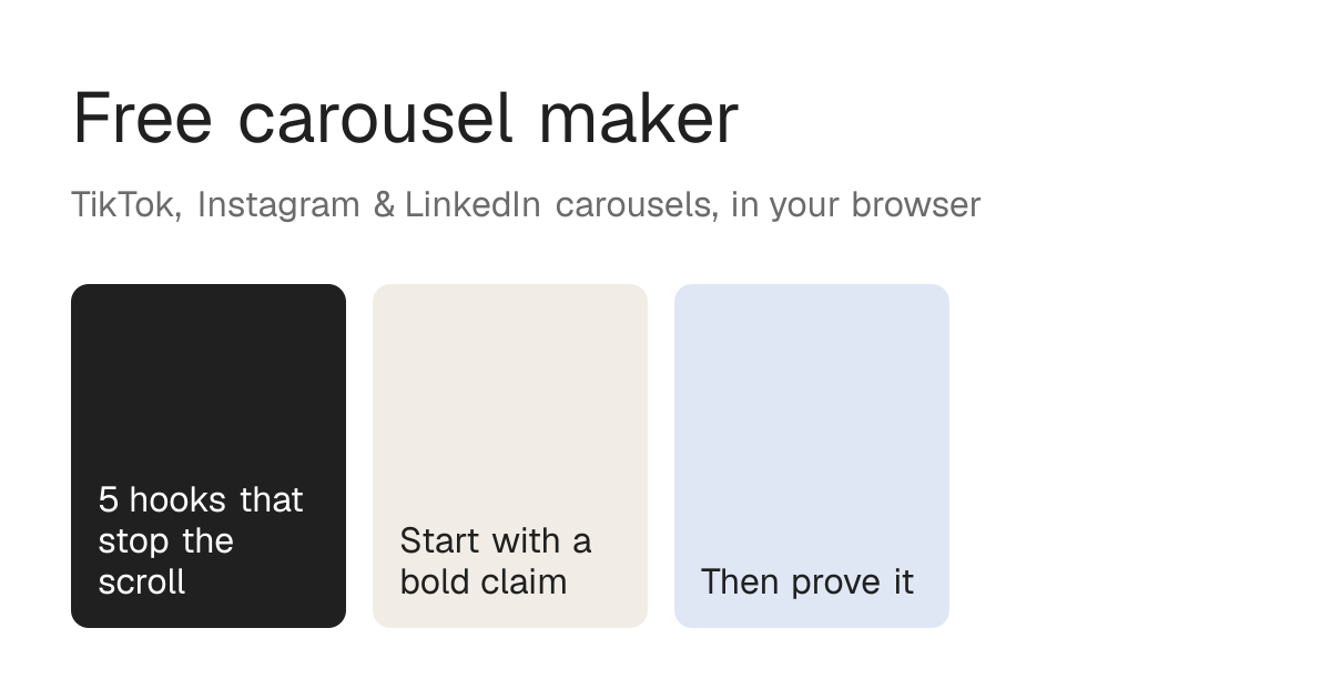 One of my TikTok slideshows hit 100k views, but making more took hours. So I built Carouselpop.